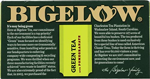 Bigelow Green Tea with Pomegranate - 20 Bags Pack of 3 | Natural Antioxidant Tea
