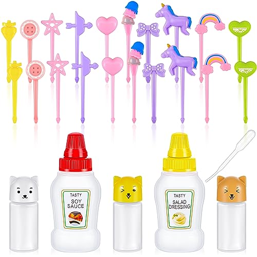 26-Piece Bento Lunch Set with Mini Condiment Bottles & Food Picks