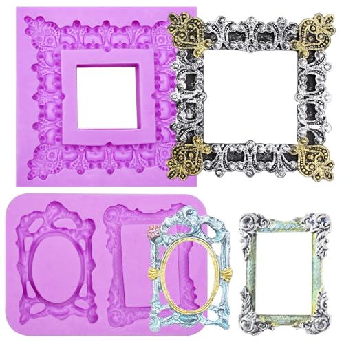 Silicone Picture Frame Molds Set - 2 Pack for Cake Decoration