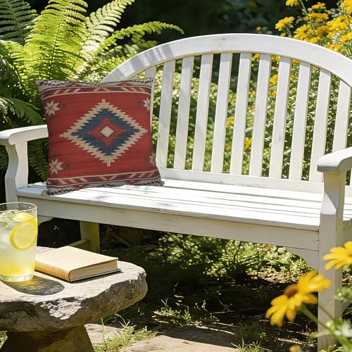 Vintage Southwest Throw Pillow Cover, 16x16 Native American Linen Cushion Case