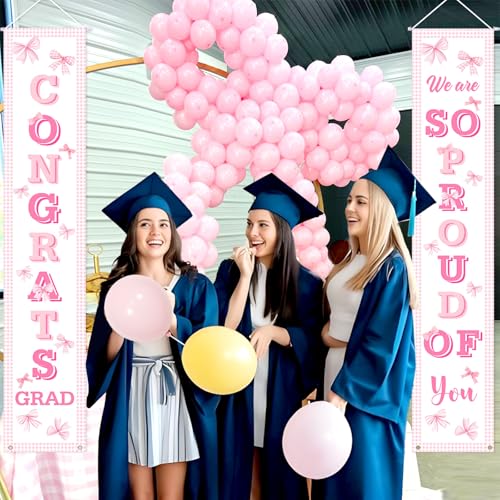 Pink Graduation Banner for Class of 2026 – Congrats Grad Decoration