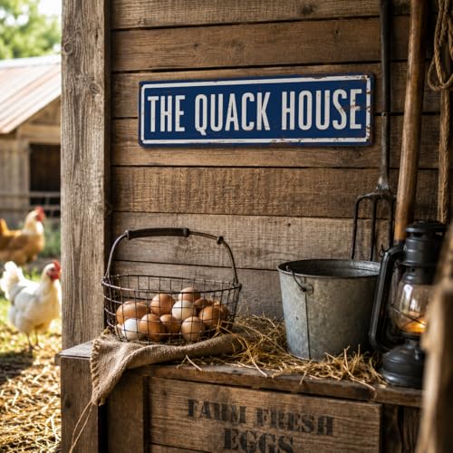 Farmhouse 02 Rustic Duck Coop Sign - Metal Outdoor Decor 15.7x3.9