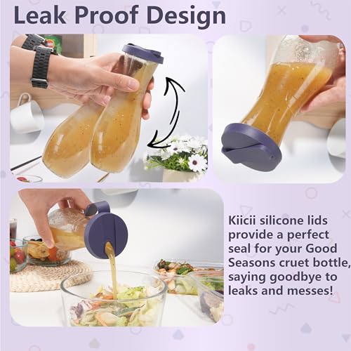 Kiicii Purple Silicone Cruet Lids for Good Seasons - 2 Pack
