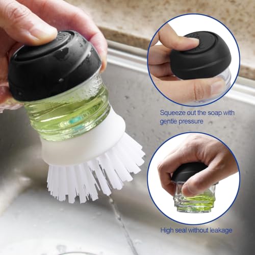 CELOX Dish Brush with Soap Dispenser - 3-in-1 Kitchen Cleaner