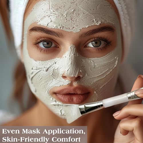 Zoolinn 2PCS Dual-Ended Clay Face Mask Brush - Soft Silicone & Bristle Applicator
