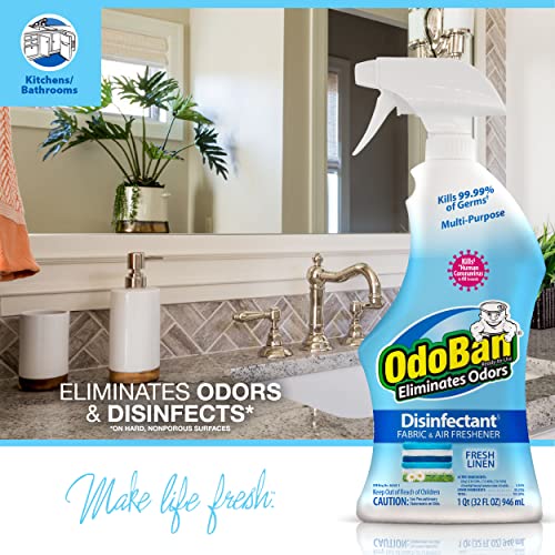OdoBan Disinfectant Spray - Fresh Linen Scent, 32 oz, Multi-Purpose Cleaner