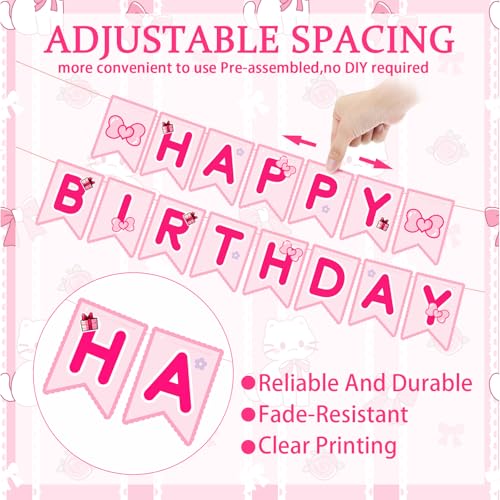 Cute Kitty Happy Birthday Banner - Pre-strung Party Decoration