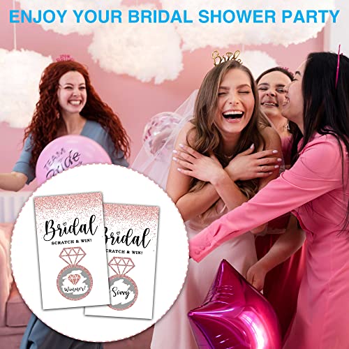 Bridal Shower Scratch Off Game Cards 50 Pack Pink and Gold Raffle Tickets