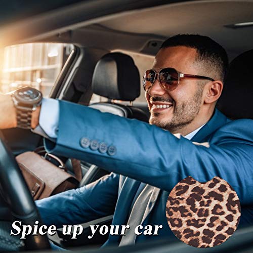 Leopard Print Car Coasters - 4 Pack Neoprene Cup Holder Mats