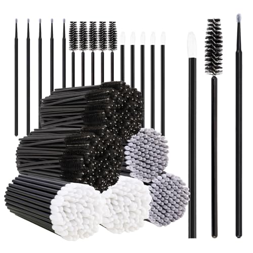 CUBACO 600PCS Disposable Eyelash Spoolies, Lip Brushes & Micro Swabs