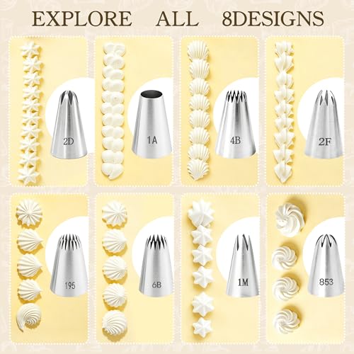 8-Piece Large Stainless Steel Piping Tips Set for Cake Decorating