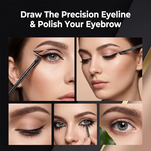 Aphumedc 12-Piece Eyeliner and Brow Brush Set - Angled Brushes