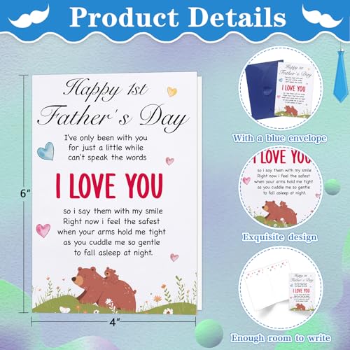 Happy 1st Father's Day Card for New Dads - Cute Papa Bear Design