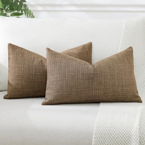 OTOSTAR Pack of 2 Coffee Brown Throw Pillow Covers 12x20 Inch
