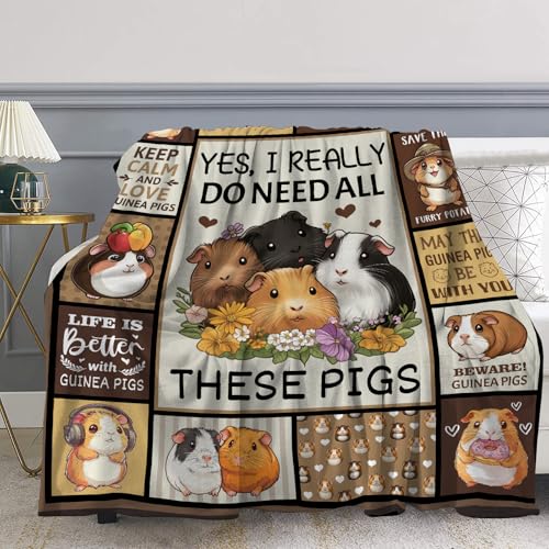 Guinea Pig Throw Blanket - Cute 50x60 Inch Gift for Kids