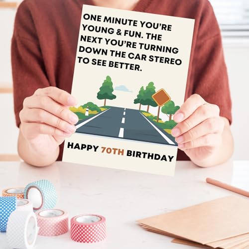 70th Birthday Card for Women and Men - OJ 948 Luxury Linen Greeting Card