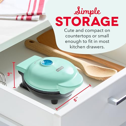 Dash Mini Waffle Maker - 4-Inch Nonstick Surface, Aqua
