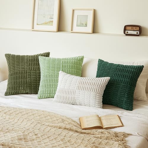 Cream Corduroy Throw Pillow Covers 18x18 - Set of 2 - Boho Textured