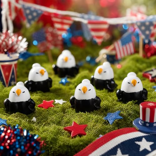30 Pcs Mini Resin Bald Eagle Figurines for Miniature Garden Decor