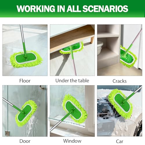 SureOBliss 2PCS Chenille Mop Pads for Swiffer Sweeper - Reusable Dry & Wet Cloths, Compatible with 10x12in Flat Mops, Multi-Surface Cleaning (Variation 2)