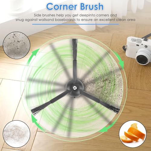 COWINORY 3 Armed Black Side Brush - 8 Pack for Roborock Q5 Max+ & S8 MaxV Ultra