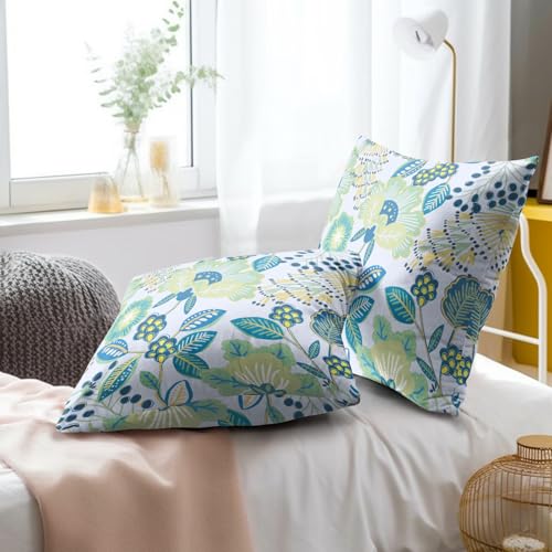 Phthalorum Chinoiserie Floral Pillow Covers, Teal Green 18x18 Set of 2