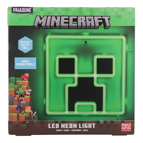 Paladone Creeper Iconic LED Wall-Mountable Light Officially Licensed Minecraft Room Decor for Boys and Girls, Gamer Night Light in Vibrant Green