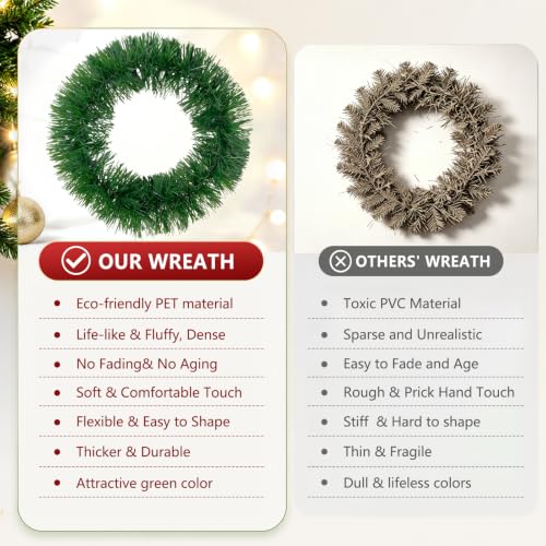 200FT Green Christmas Garland Decorations - 4 Pack, Indoor Outdoor PET