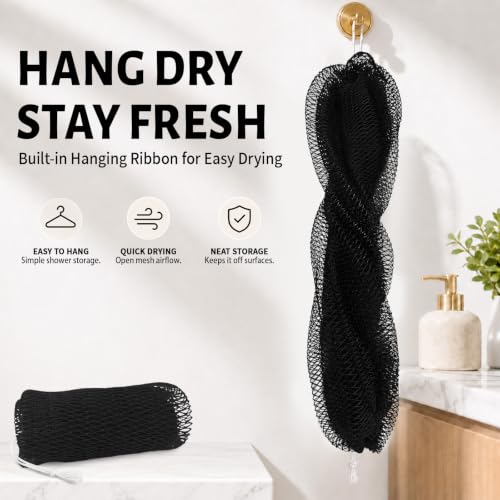 FREGITO African Net Sponge 2-Pack Exfoliating Body Scrubber for Shower