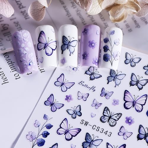 Flower & Butterfly Nail Art Stickers - 6 Sheets Spring Daisy Decals