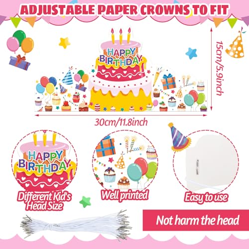 Outus Vivid Style 42 Pcs Kids Birthday Crowns with Elastic Band - Party Supplies