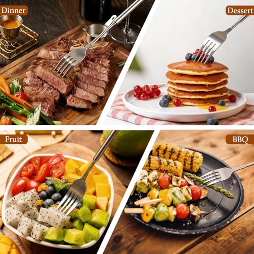 Extendable Stainless Steel Dinner & Fruit Forks 2-Pack, Adjustable 8.7-25.4 Inch