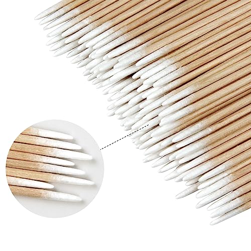 Eyxformula Pointed Cotton Swabs 200 Pcs - Precision Wooden Stick Buds for Makeup, Nails & Microblading