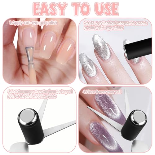 8-Piece Cat Eye Magnet Set for Nail Art & Gel Polish Designs