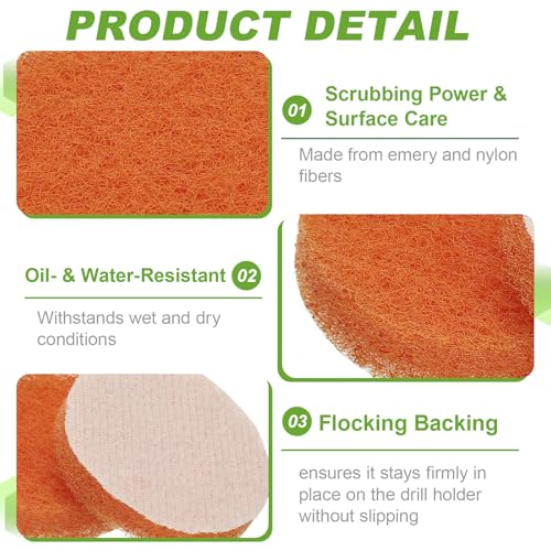2-Inch Power Drill Scrubbing Pads - 2000 Grit Orange Scouring Discs (20 Pcs)