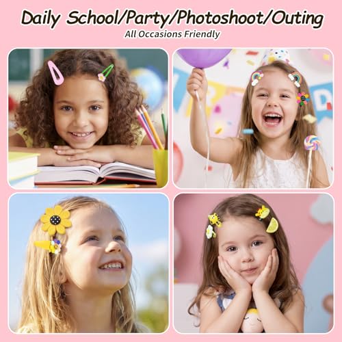 Mimoment 56Pcs Cute Cartoon Hair Clips Non-Slip Toddler Hair Accessories