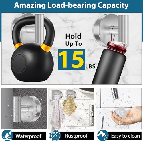 AbluFirst Suction Cup Hooks 4-Pack - Heavy Duty Bathroom Towel Hangers