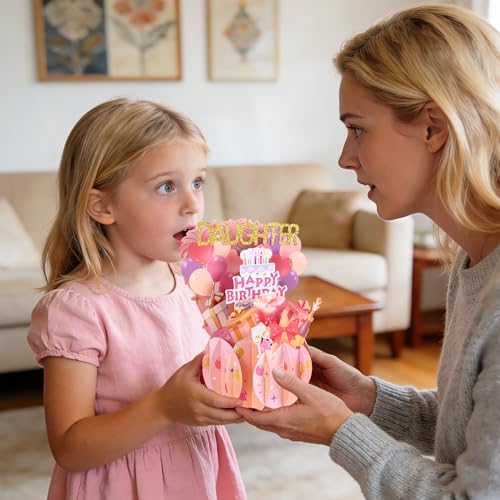 Penitue 3D Pop Up Birthday Card for Daughter with Envelope