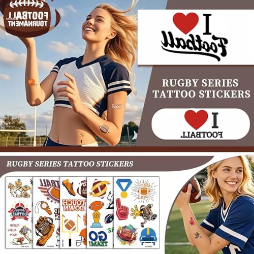Felico Football Temporary Tattoos for Kids and Adults - 60 Pcs Waterproof Party Favors