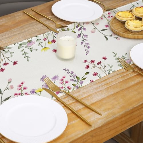 Wildflower Bloom Floral Table Runner 13x72 for Spring & Summer Decor