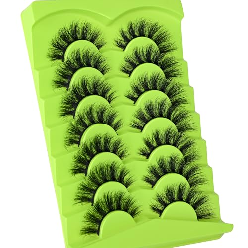 Kmilro 3D Wispy False Eyelashes - 7 Pairs Cat Eye Faux Mink Lashes