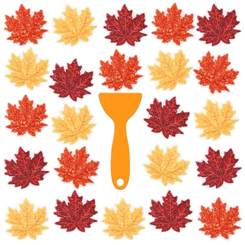 24 Pcs Fall Non-Slip Bathtub Stickers - Maple Leaves Shower Decals
