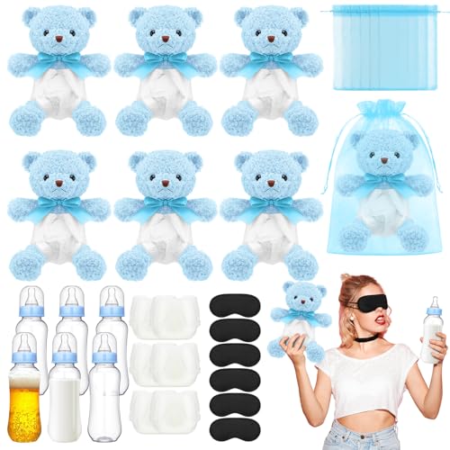 Baby Shower Bottle Chug & Diaper Games Set - Blue Bear Variation of THIS listing