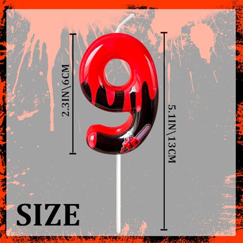 Horror Dripping Blood Number Cake Candle - 9th Birthday Decoration