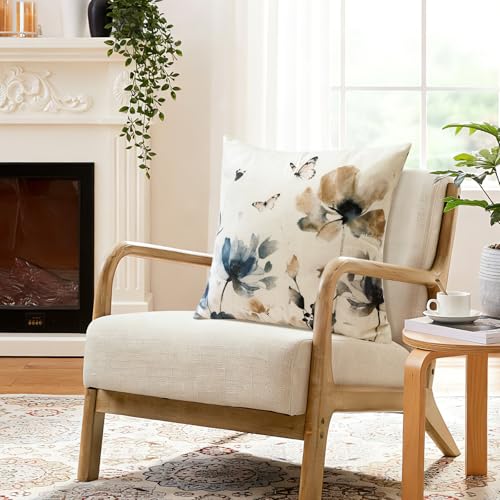 Floral Throw Pillow Cover 18x18 Inch - Spring Poppy Design