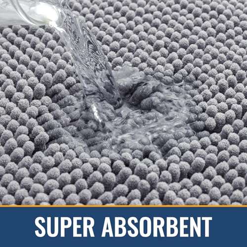 Arotive Soft Chenille Bath Rug, Grey 30x20 Inch Absorbent Bathroom Mat