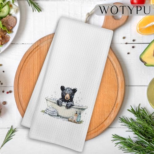 WOTYPU Black Bear Decorative Hand Towels - 16x24 Inch, Perfect for Kids' Bathroom