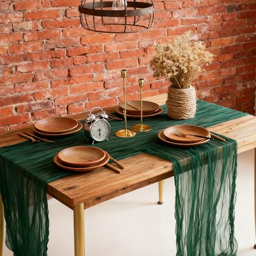 IZUS Sheer Cheesecloth Table Runner Rustic Boho Wedding Decor