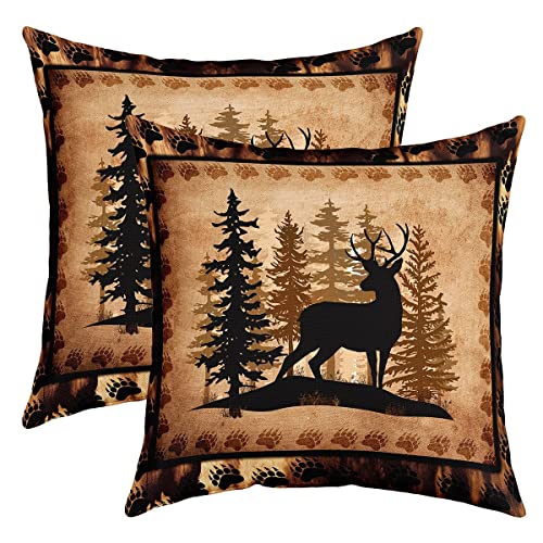 Feelyou Deer Throw Pillow Covers 20" x 20" - Soft Polyester Cushion Case Set