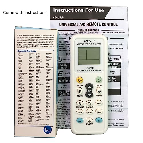 Kassionel Universal Air Conditioner Remote Control - Compatible with 1000+ Brands